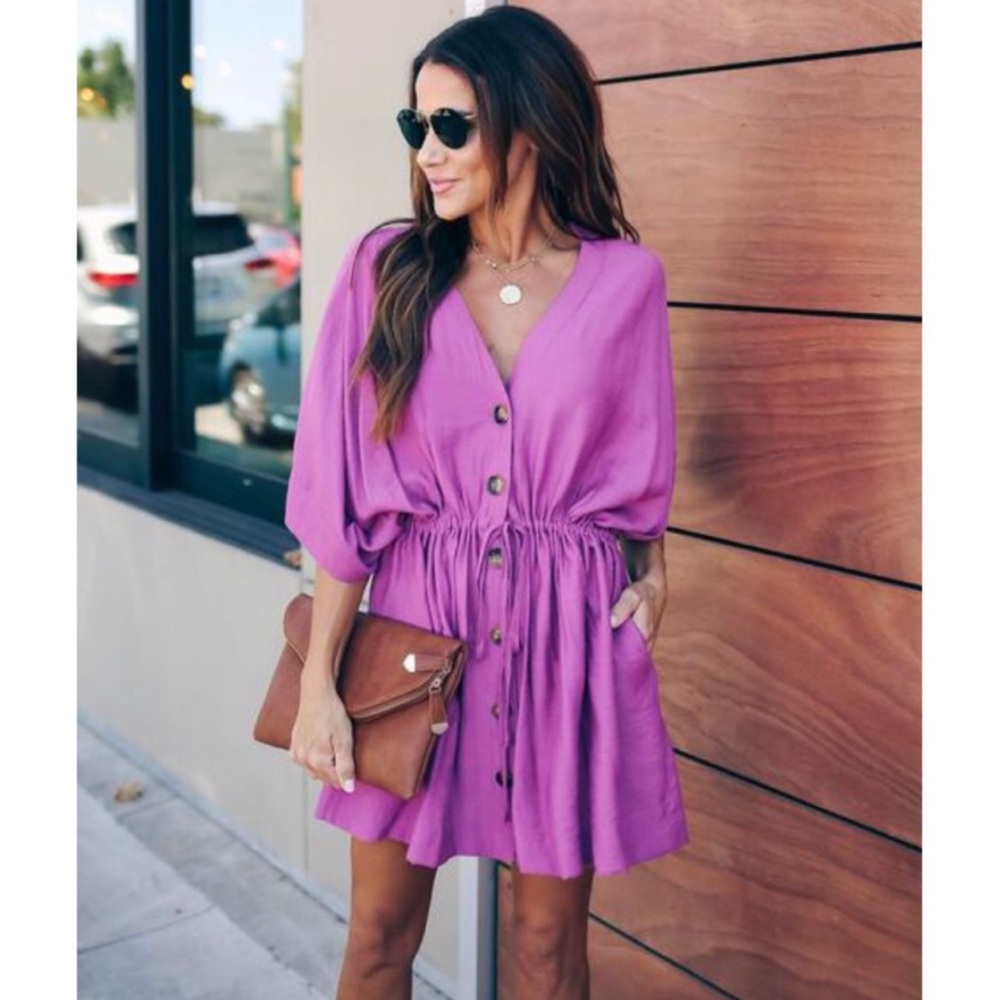 Niko Pocketed Button Down Kimono Dress